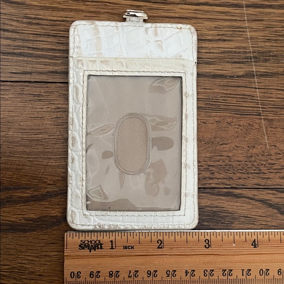 Brahmin White Croc-Embossed Leather Card Holder with Gold Hardware - Picture 2 of 2